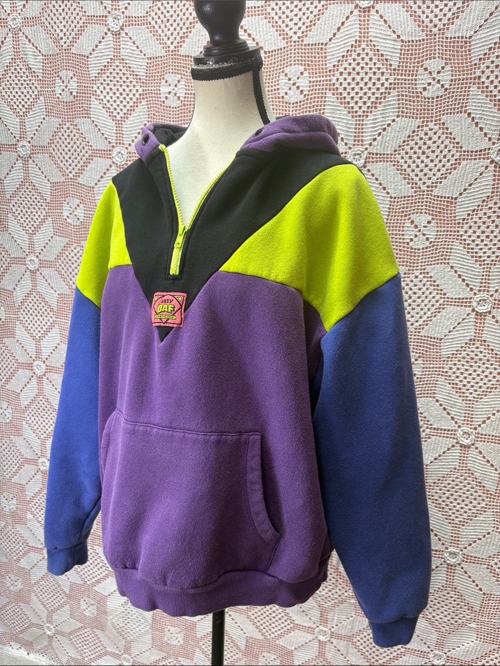 Lazy Oaf Earthling Colorblock Half-Zip Hoodie – Size S